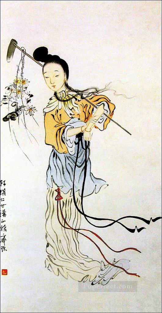 Qi Baishi little girl traditional China Oil Paintings